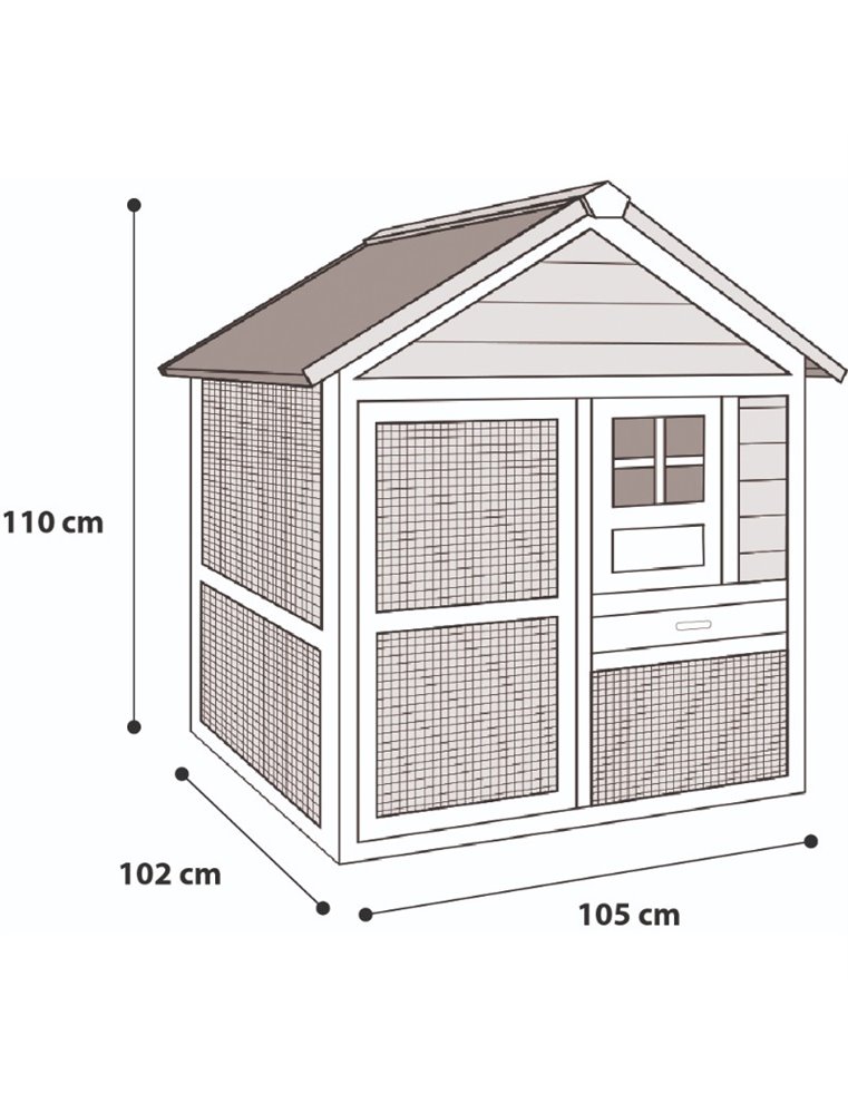 Konijnenhok flappy urban 105x103x111cm