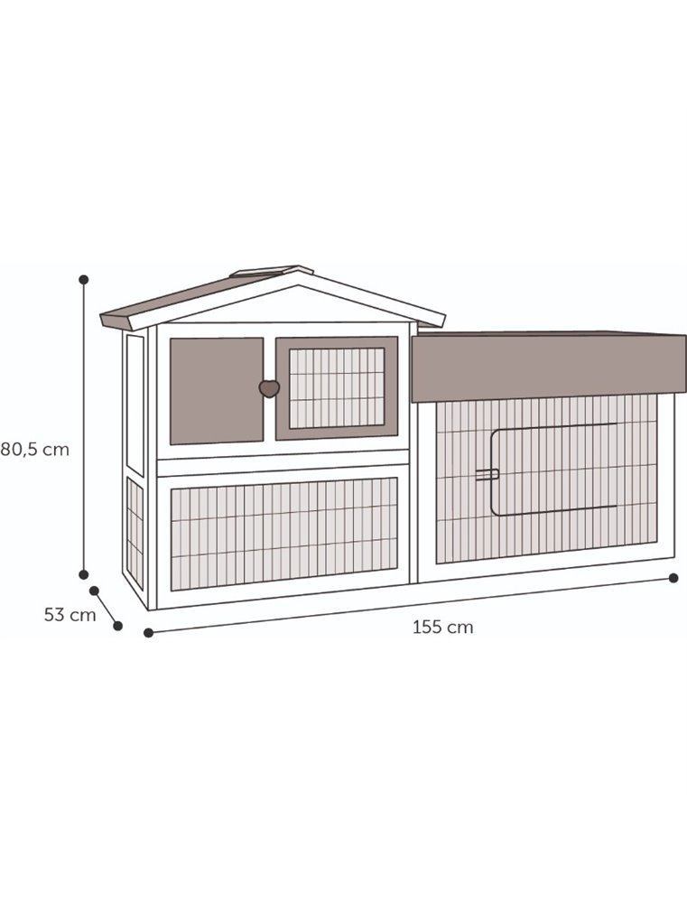 Konijnenhok aurora 156x53x82,5cm