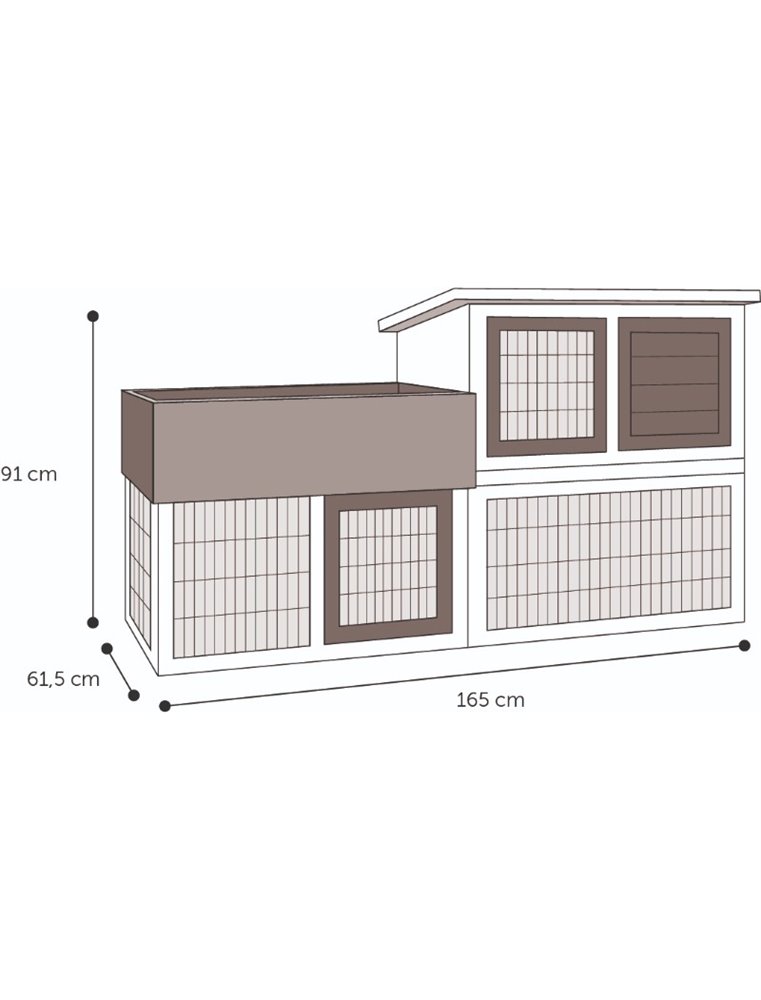 Konijnenhok floret urban 165x61,5x92cm