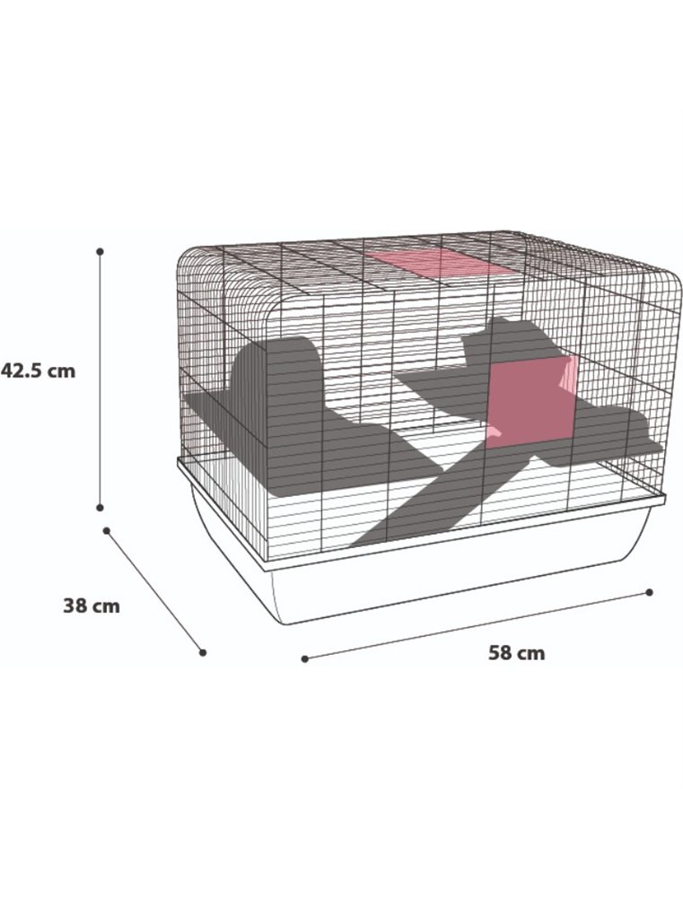 Hamsterkooi milo 58x38x42,5cm