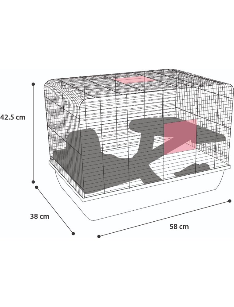 Hamsterkooi milo 2 58x38x42,5cm