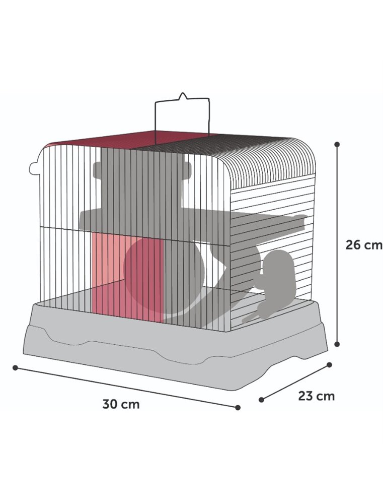 Hamsterkooi dinky grijs 30x23x26cm