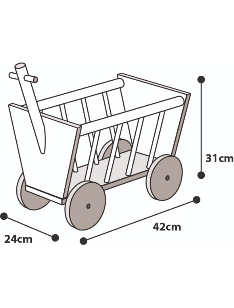 Houten bolderwagen 42cm