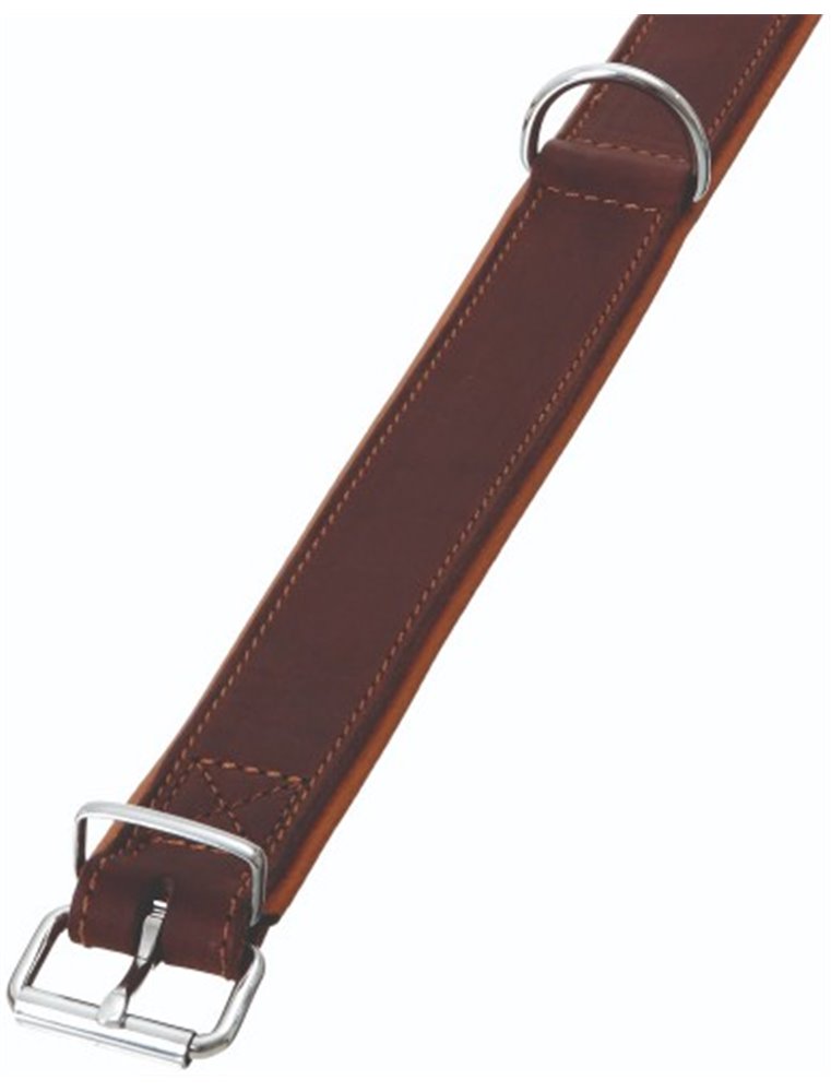 Rondo halsband gestikt bruin 42cm24mm
