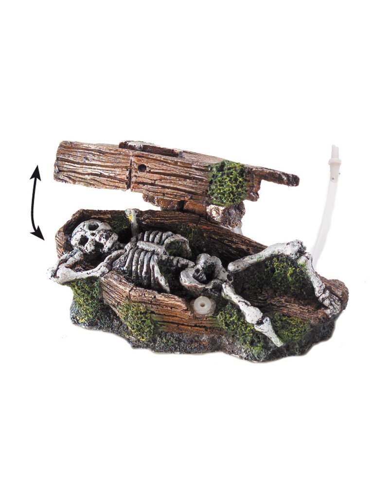 Coffin w. skeleton bubble action