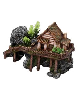 Wooden house with plants