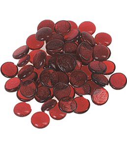 Knikkers plat kristal 250gr. rood
