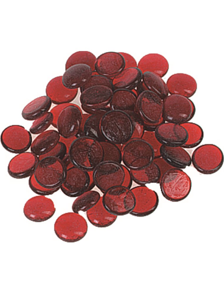 Knikkers plat kristal 250gr. rood