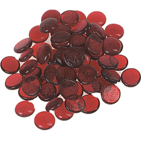 Knikkers plat kristal 250gr. rood 