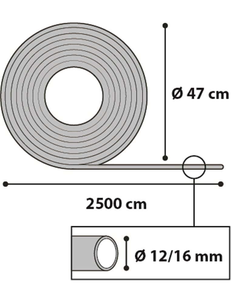 Luchtslang pvc 12/16mm 25m op haspe