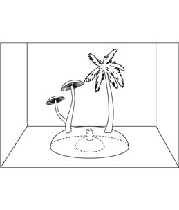 Decoratie fluo boom+paddenstoel ass