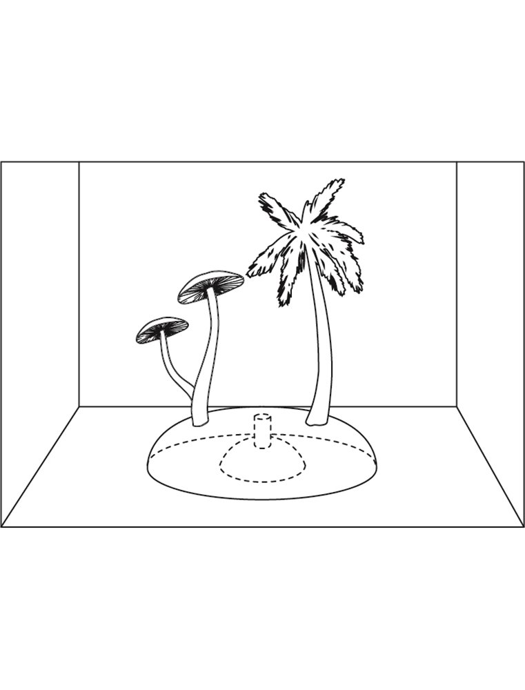 Decoratie fluo boom+paddenstoel ass