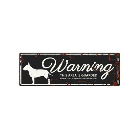 Beware of dog sign: bull terrier