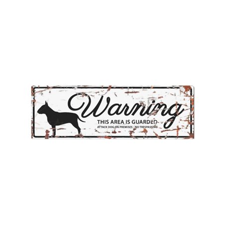 Beware of dog sign: bull terrier