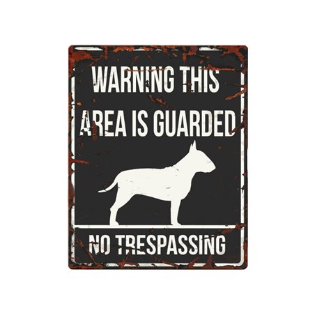 Beware of dog sign: bull terrier