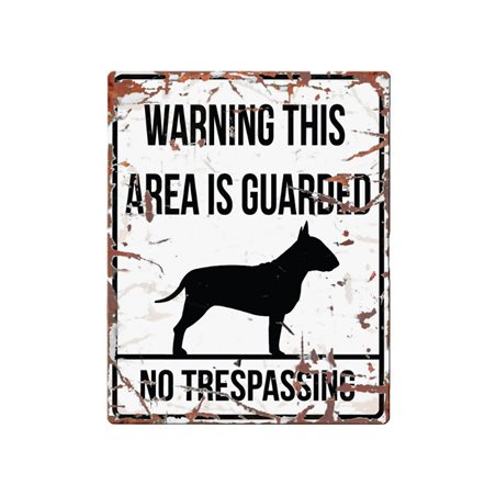 Beware of dog sign: bull terrier