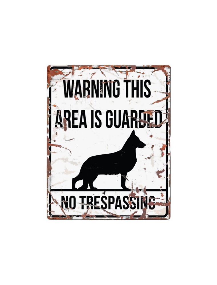 Beware of dog sign: German Shepherd
