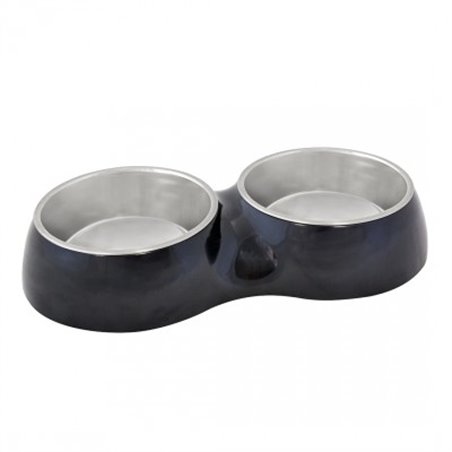 Eetkom dubbel + houder glossy duo