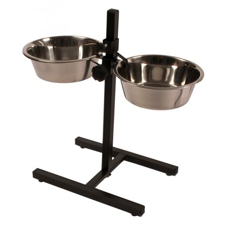 Voederstaander h-poot + 2 inox potten