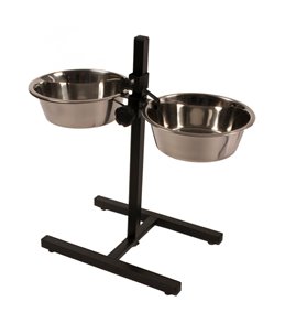 Voederstaander h-poot + 2 inox potten