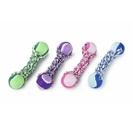 Speeltouw met 2 tennisballen extra stevig