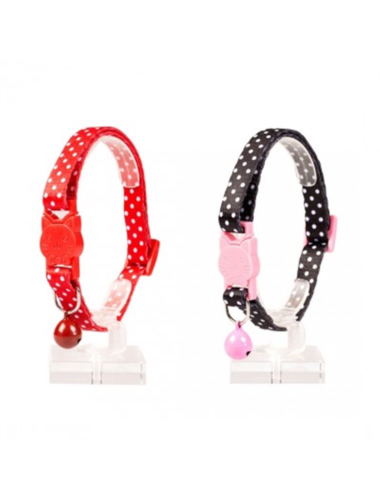 Kattenhalsband witte bollen