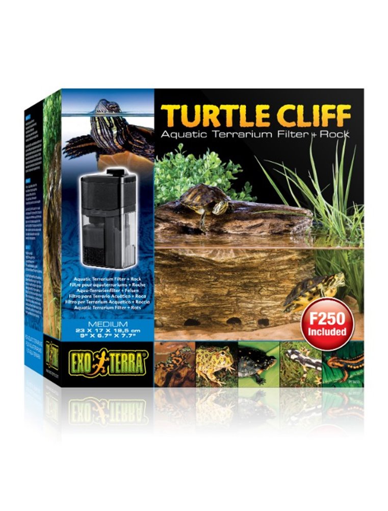 Ex turtle cliff terrarium met filter + rots