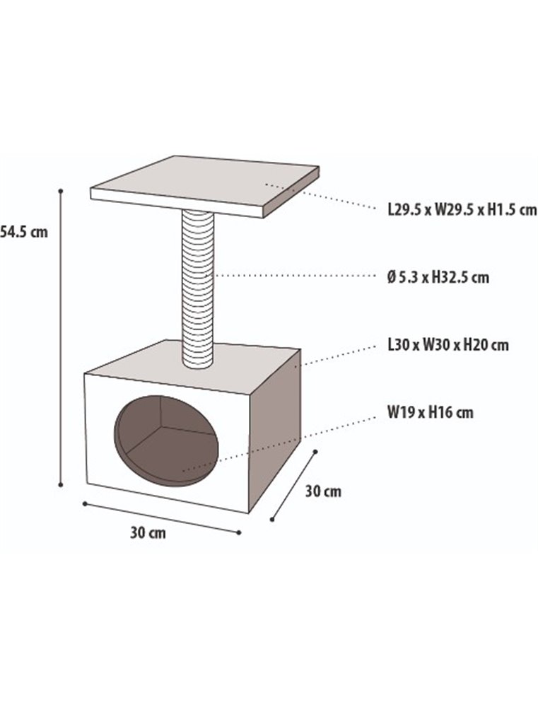 Krabpaal sasi?re grijs 30x30x55cm