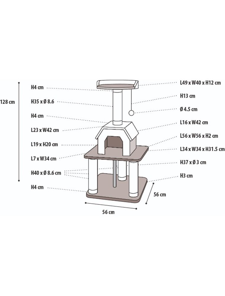 Krabpaal bellavista grijs 56x56x128