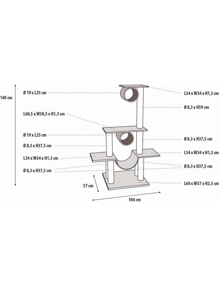 Krabpaal amedeo beige 103x57x141cm
