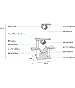 Krabpaal amedeo grijs 103x57x141cm