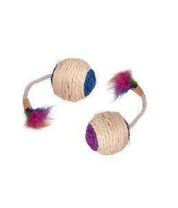 Sisal speelbal rammelaar+veer 6cm