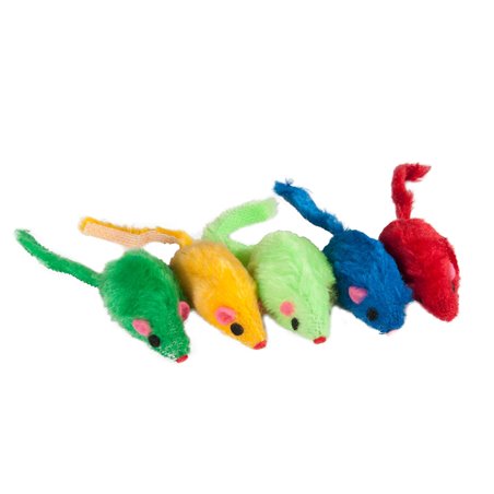 Pluche muis gekleurd 5cm 5st/zak 