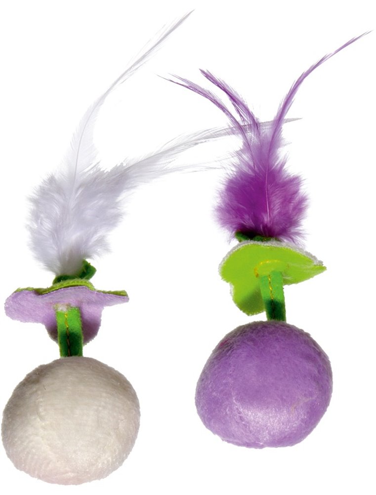 Kitten kidz bal met veer 10cm