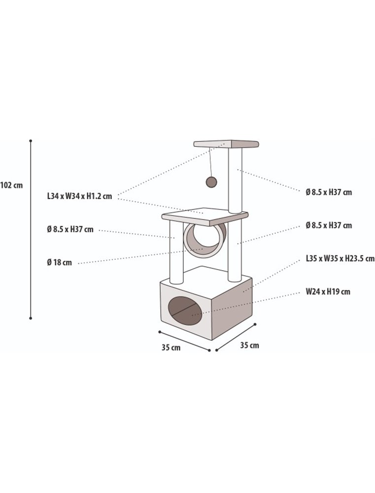Krabpaal kangri 5 blauw/beige 35x35x102cm