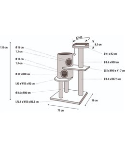Krabpaal versailles 70x55x136