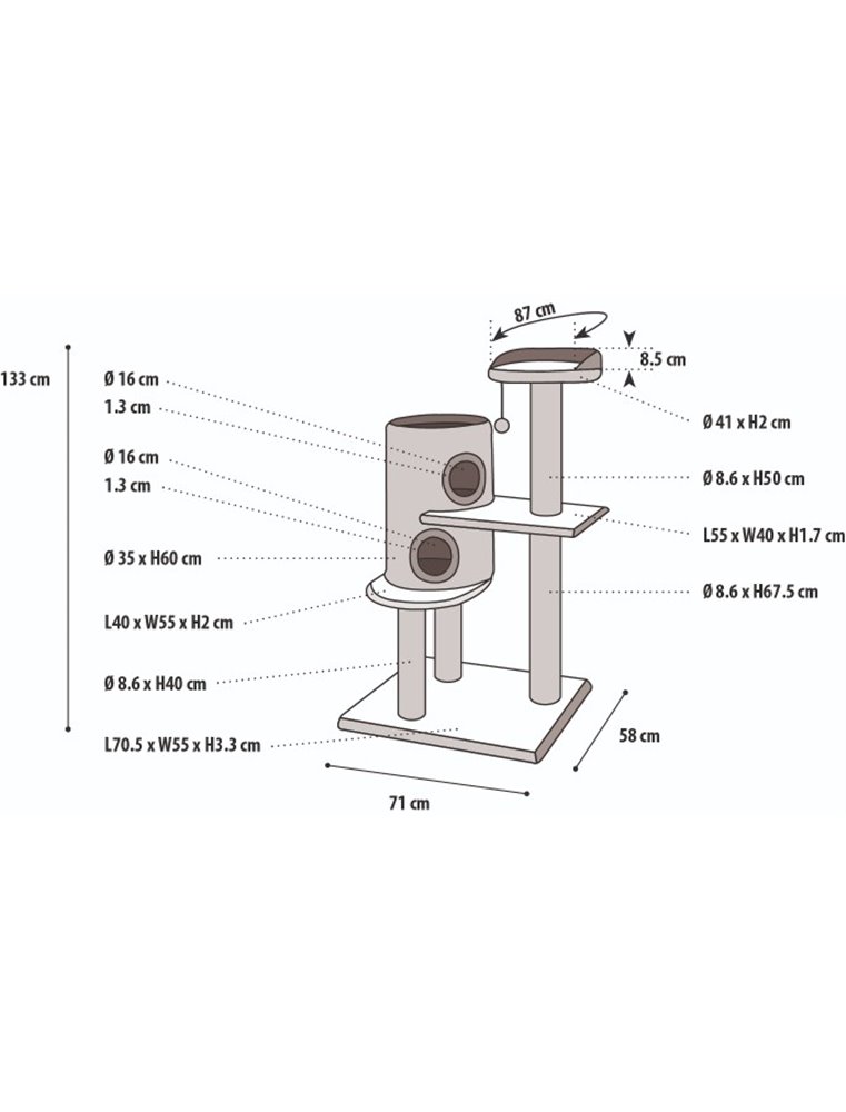 Krabpaal versailles 70x55x136
