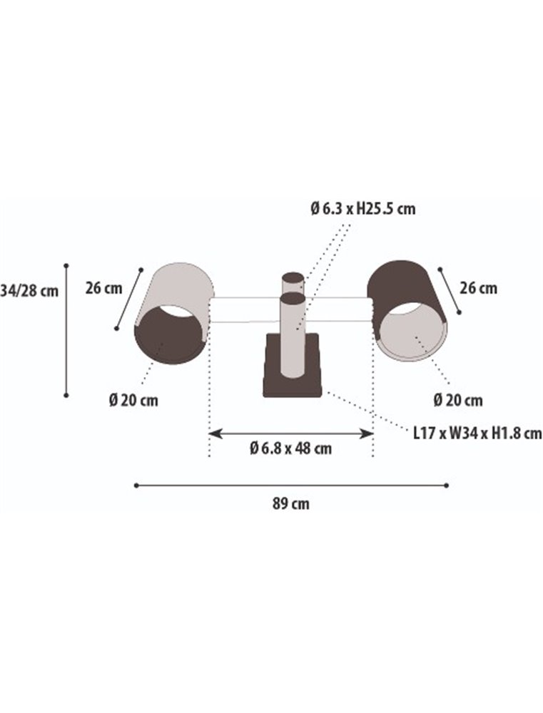 Krabwipplank bruin/beige 89x34x28cm