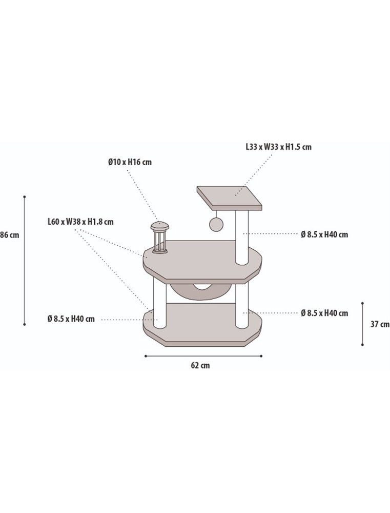 Krabpaal arpont beige 62x37x86