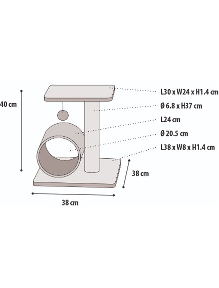 Krabpaal triolet beige 38x38x40cm