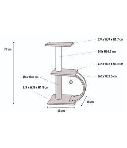 Krabpaal la sella grijs 38x38x75