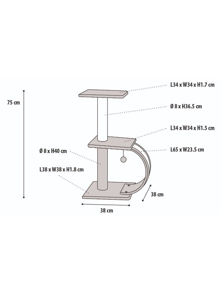 Krabpaal la sella grijs 38x38x75
