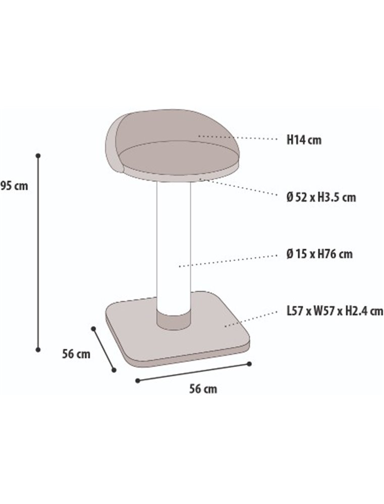 Krabpaal big cat 2 beige 56x56x95