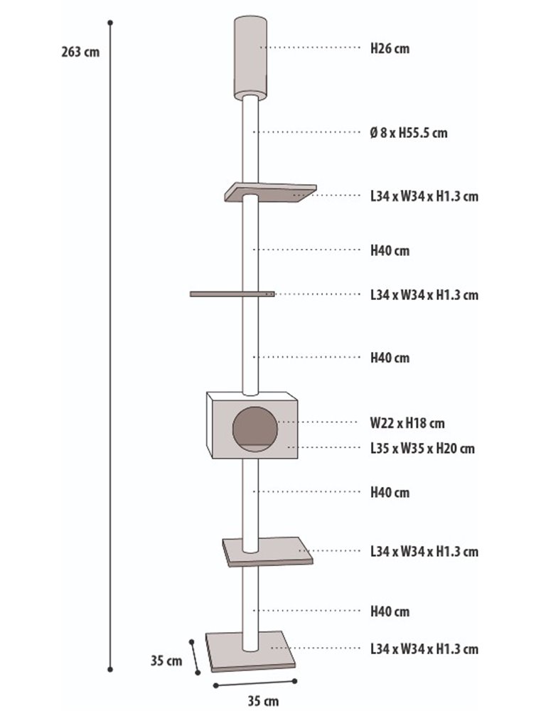 Krabpaal cometa beige 35x35x263