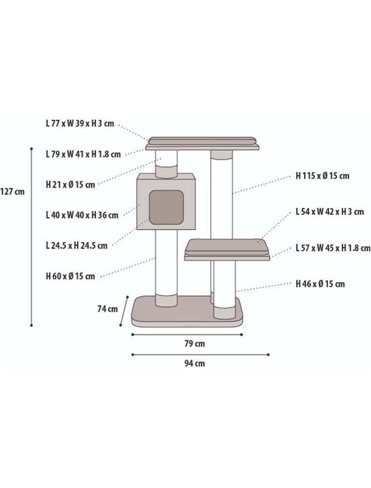 Krabpaal kilimanjaro grij 97x76x127