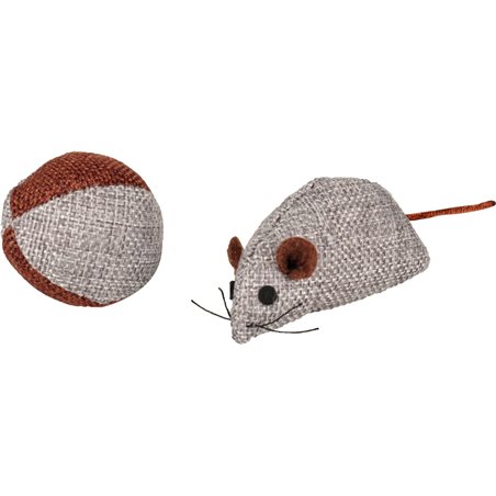 Ps juns muis en bal grijs 7,8 cm 