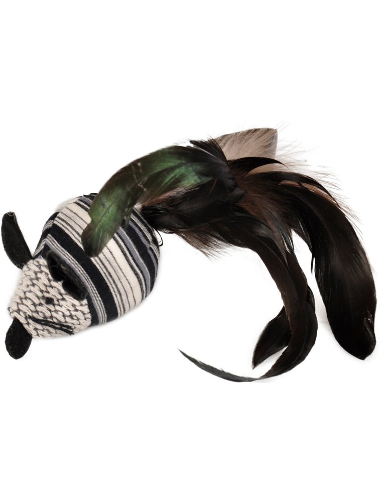 Ps pirin muis met veren zwart/wit