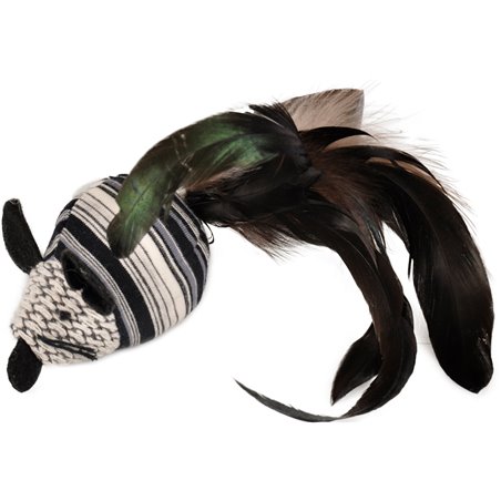 Ps pirin muis met veren zwart/wit 