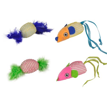 Ps stretch muis + bal met veren ass 