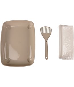 Kattenbakset kitten warm grijs